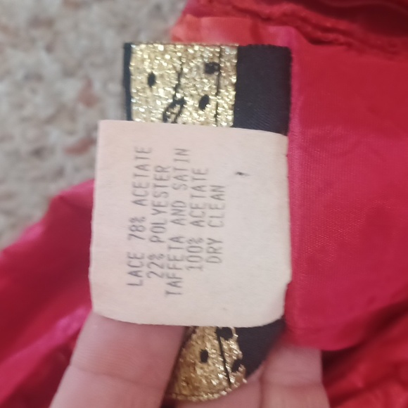 Vintage prom dress from the early 1990s, beautiful red lace overlay, size 3 - Picture 4 of 5